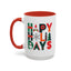 Christmas Mug - Happy Holidays Green Red & Blue Decorative Text
