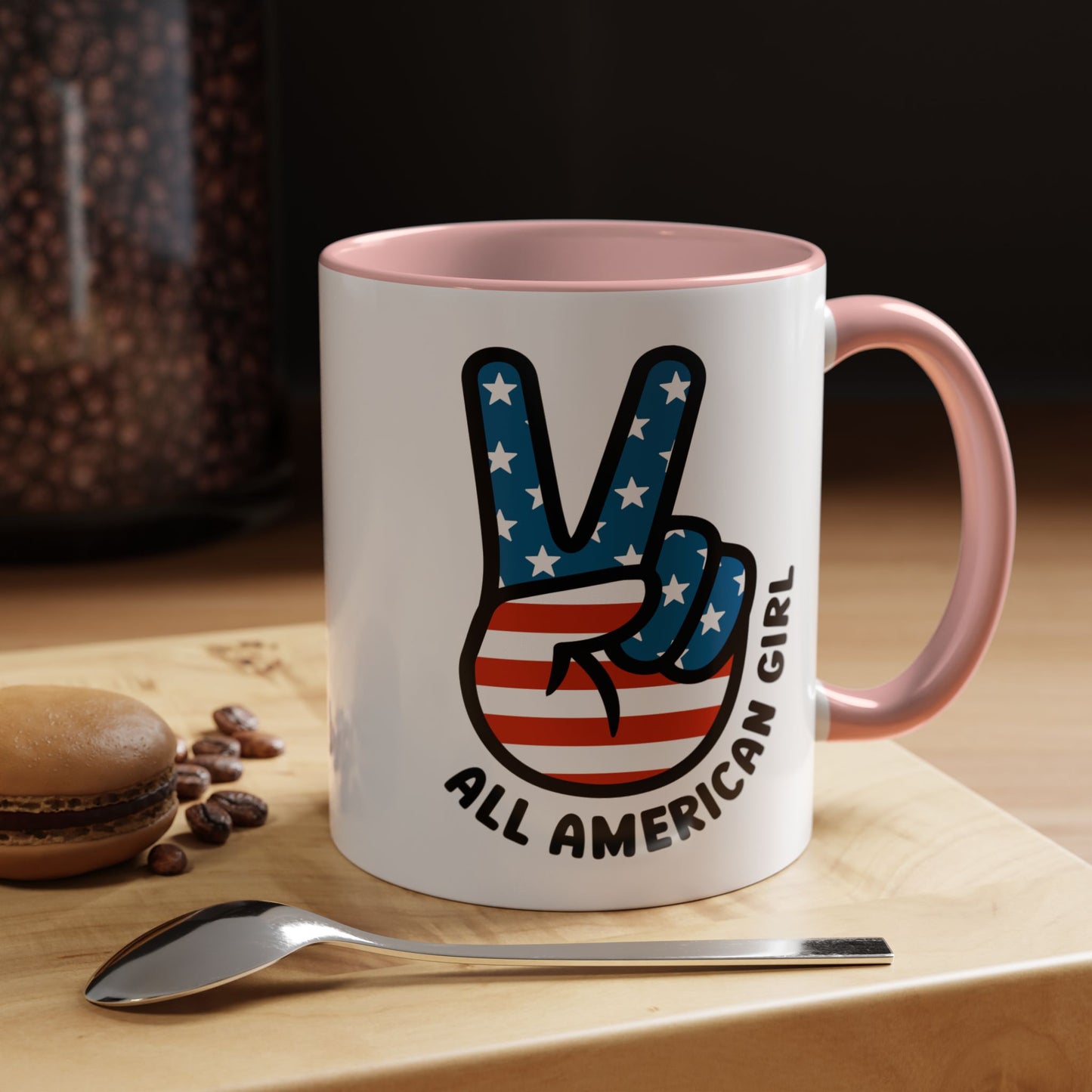 4th of July Mug - All American Girl Peace Sign