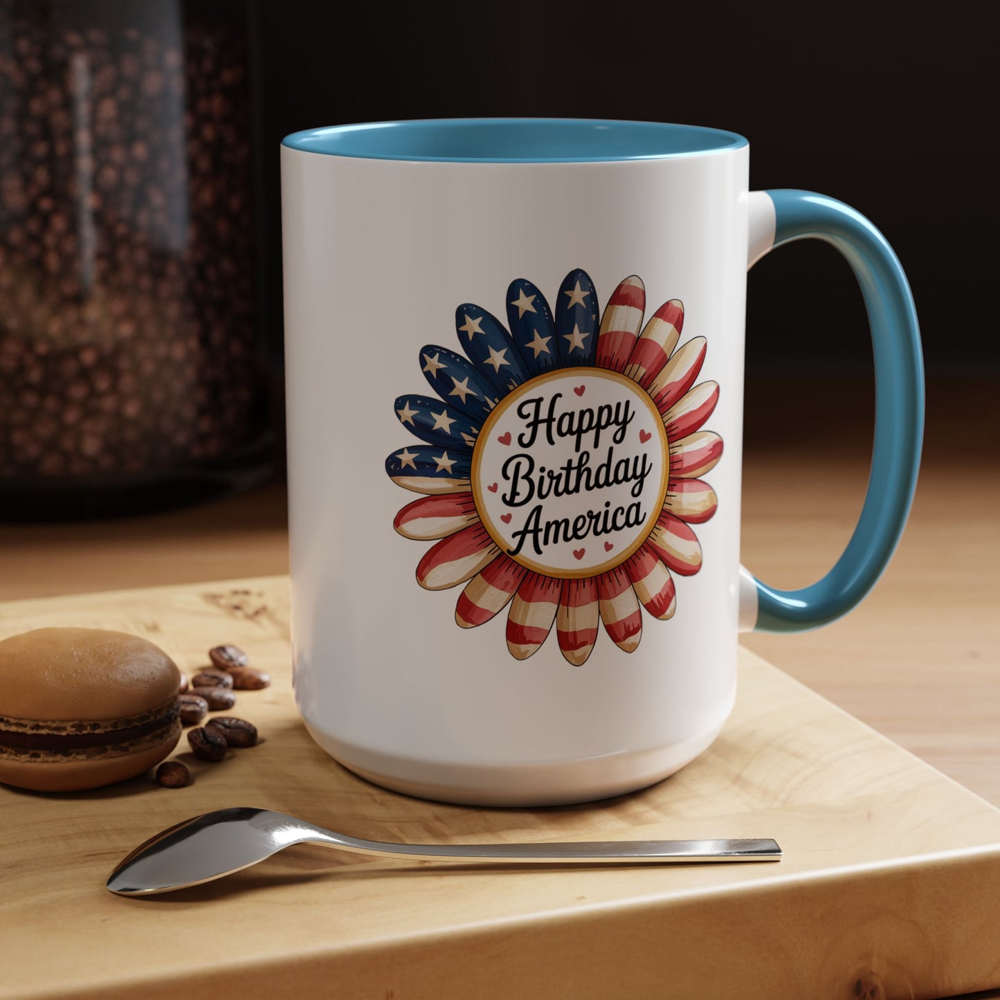 4th of July Mug - Happy Birthday America Sunflower