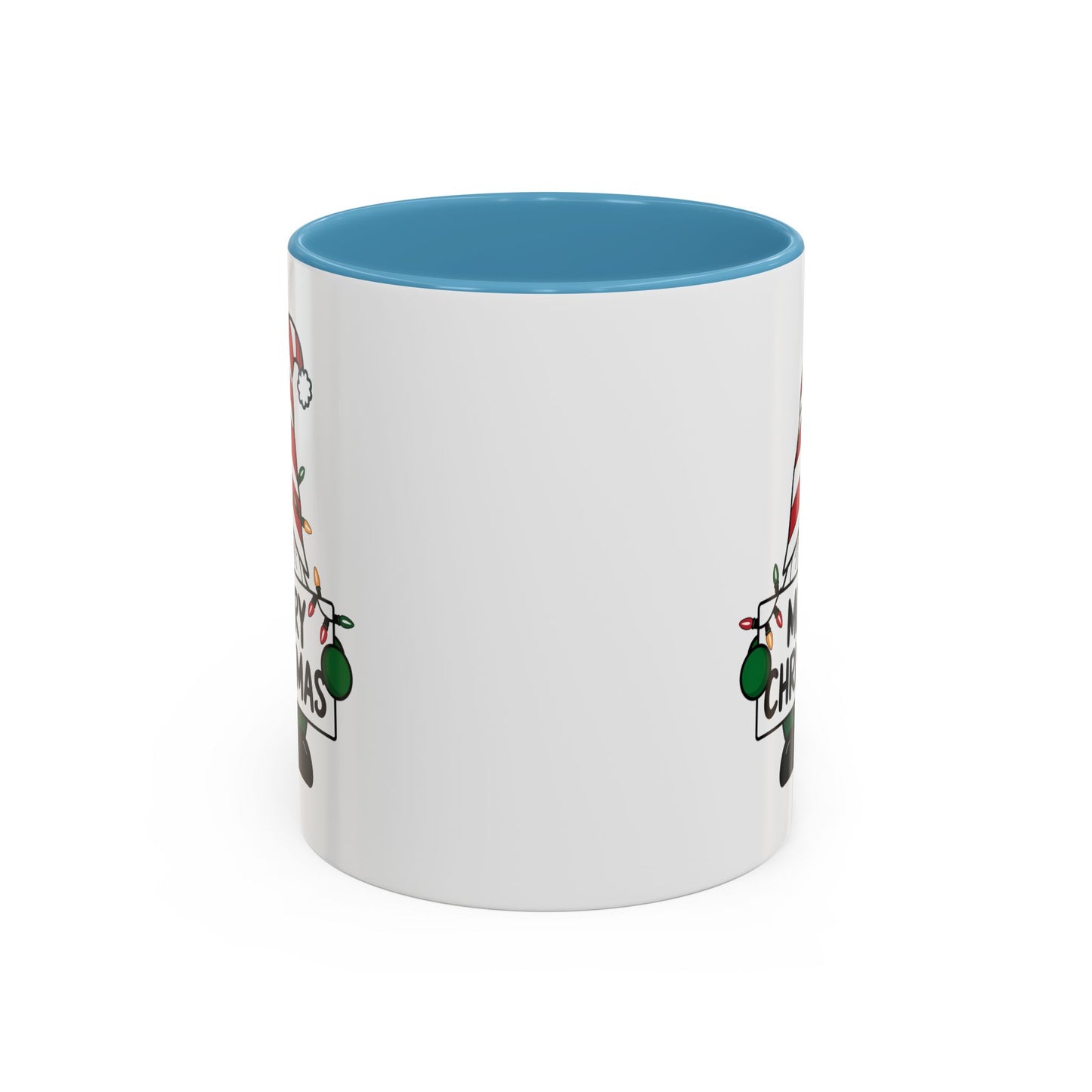 Christmas Mug - Merry Christmas Black Text Gnome Lights