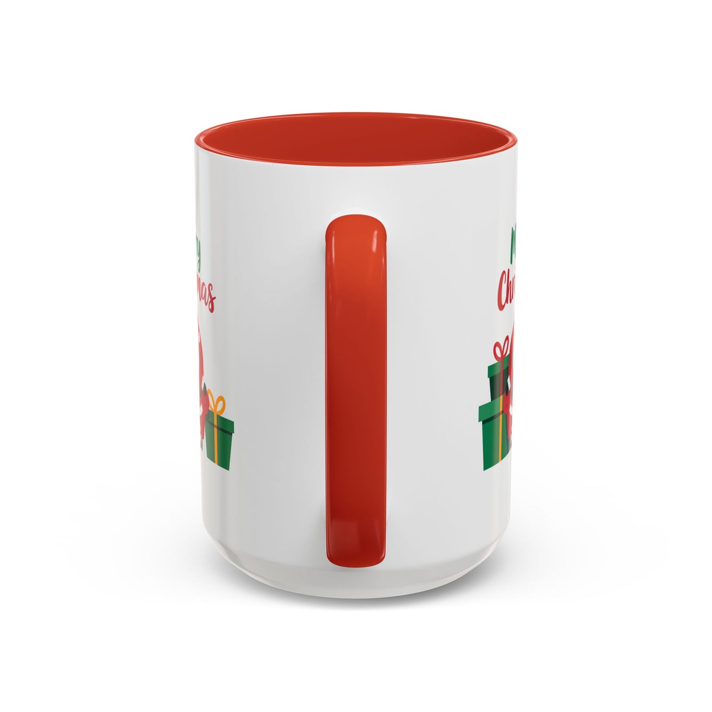 Christmas Mug - Merry Christmas Green & Red Text Santa Presents