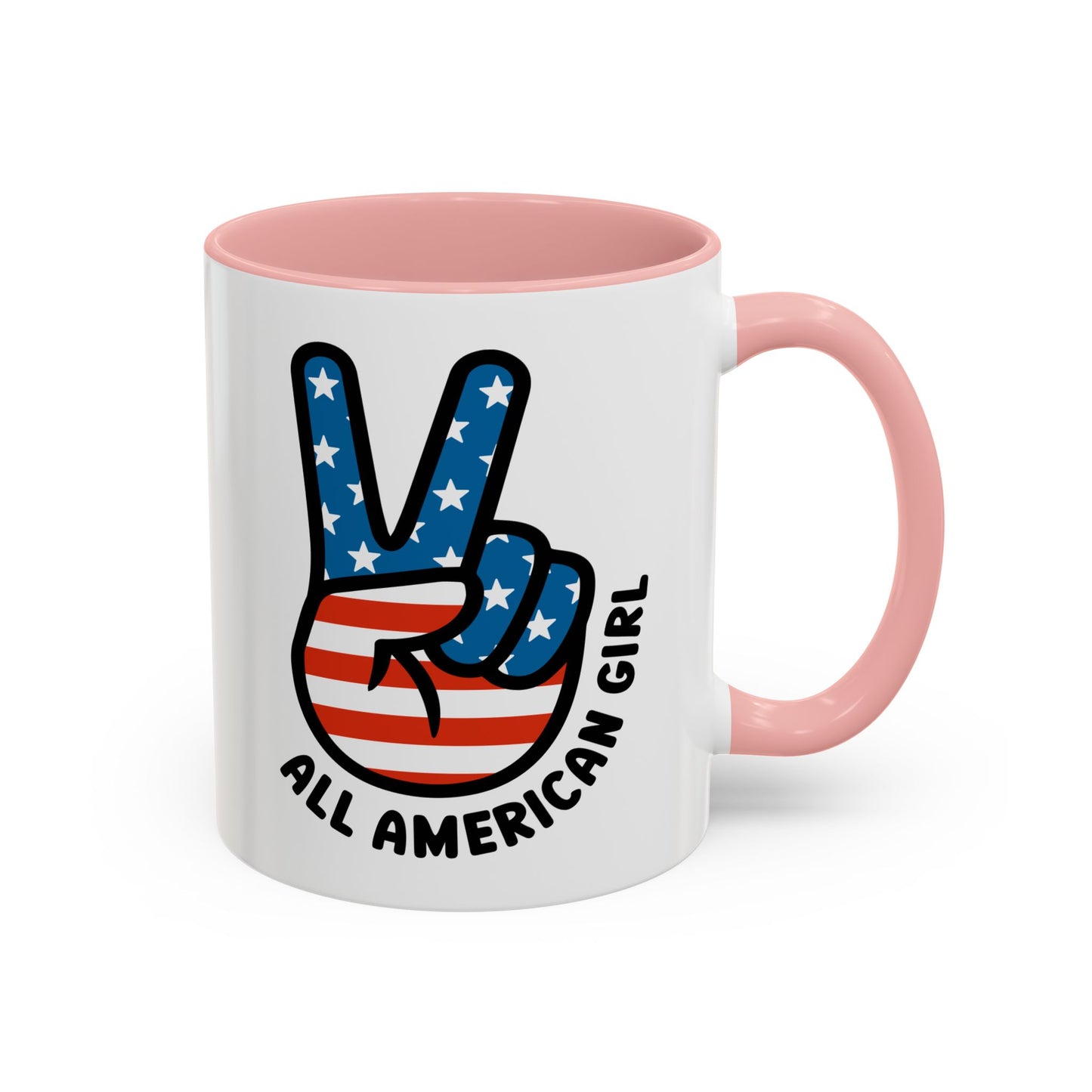 4th of July Mug - All American Girl Peace Sign