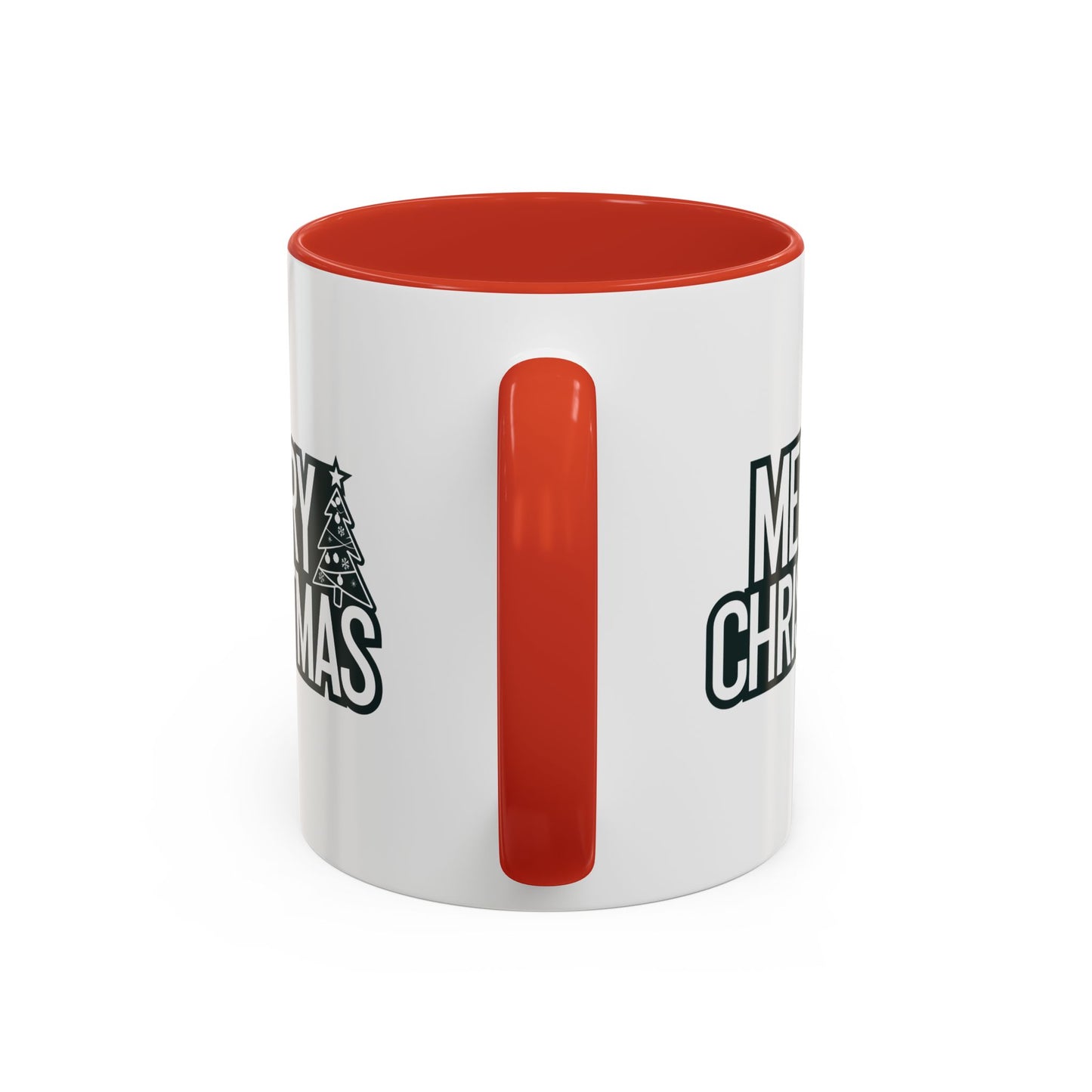 Christmas Mug - Merry Christmas White & Black Text Tree
