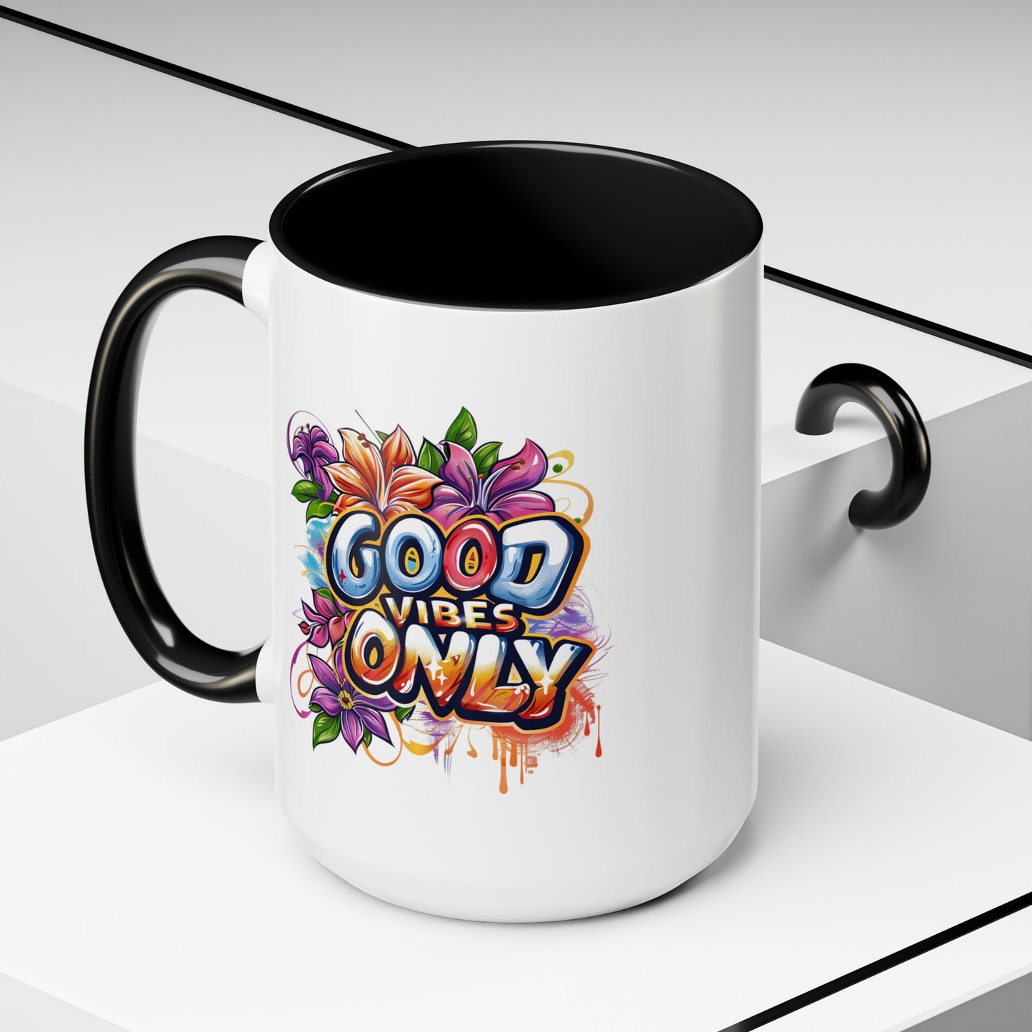 Wellness Mug - Good Vibes Only Graffiti Flowers
