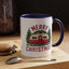 Christmas Mug - Merry Christmas Maroon Text Camper Trees