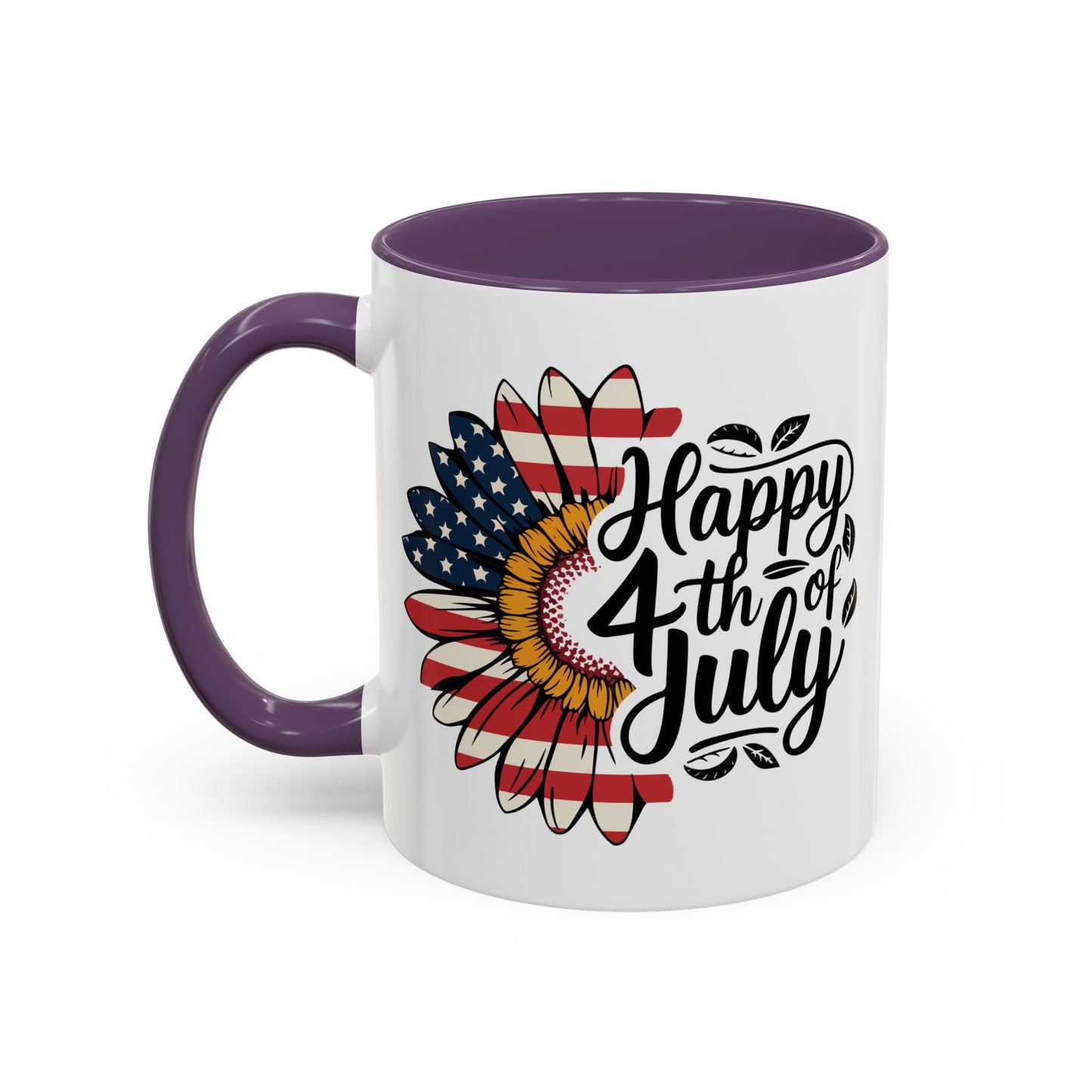4th of July Mug - Happy 4th of July Sunflower USA Flag