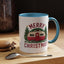 Christmas Mug - Merry Christmas Maroon Text Camper Trees