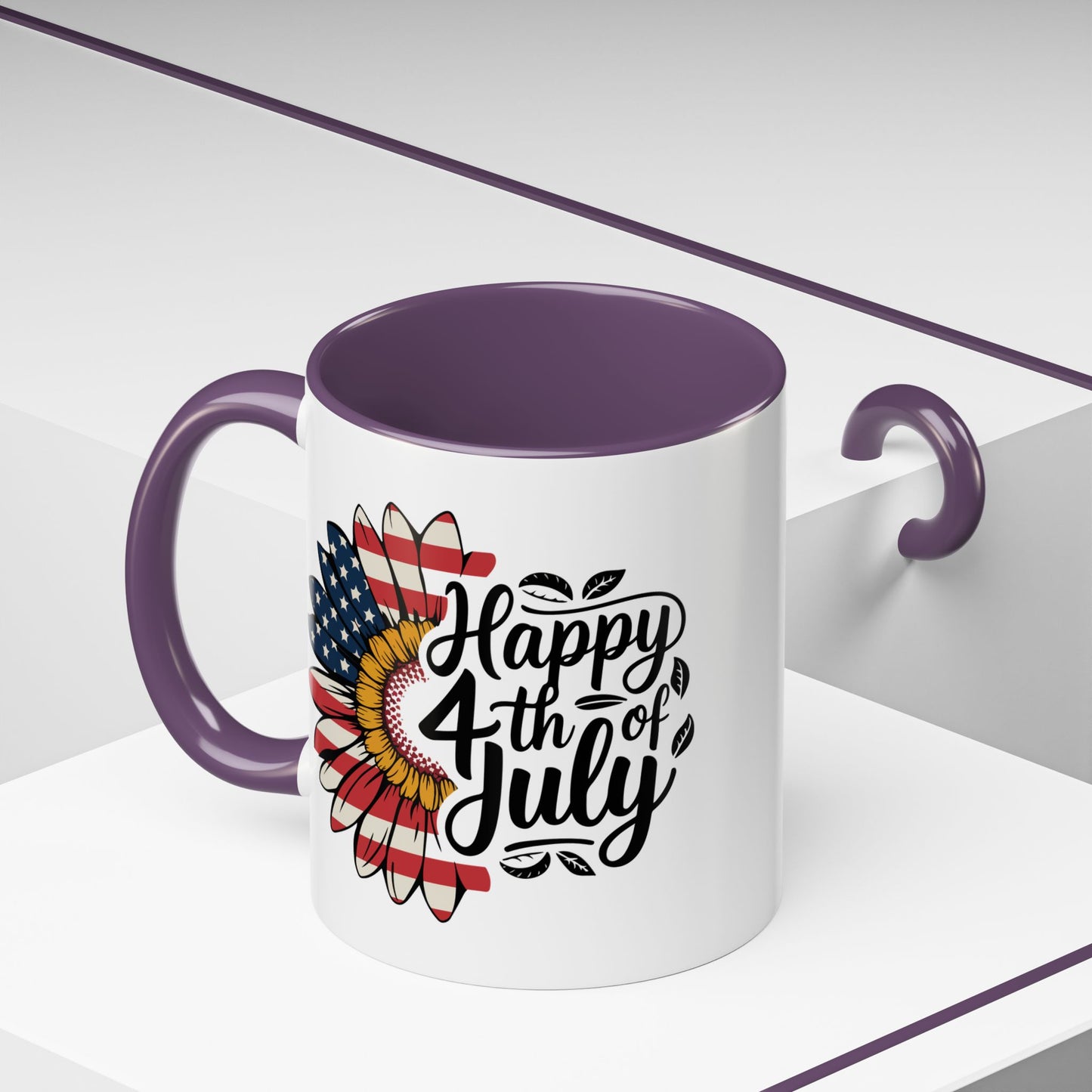 4th of July Mug - Happy 4th of July Sunflower USA Flag