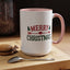 Christmas Mug - Merry Christmas Red & Green Text Heart Arrow Trees