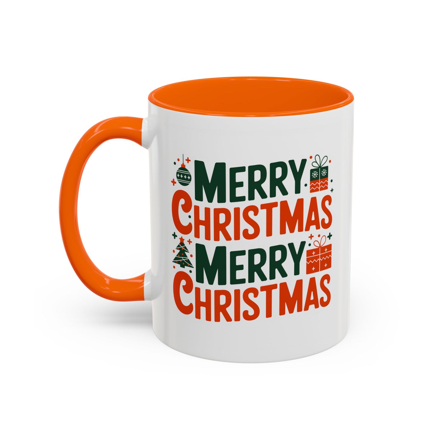 Christmas Mug - Green & Red Text Tree Presents