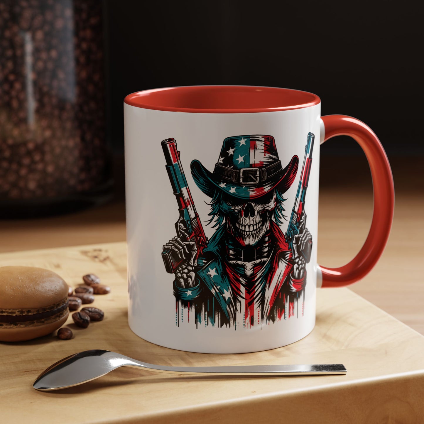 4th of July Mug - Skeleton with American Flag