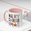 Christmas Mug - Merry Christmas Green Red & Gold Patterned Text