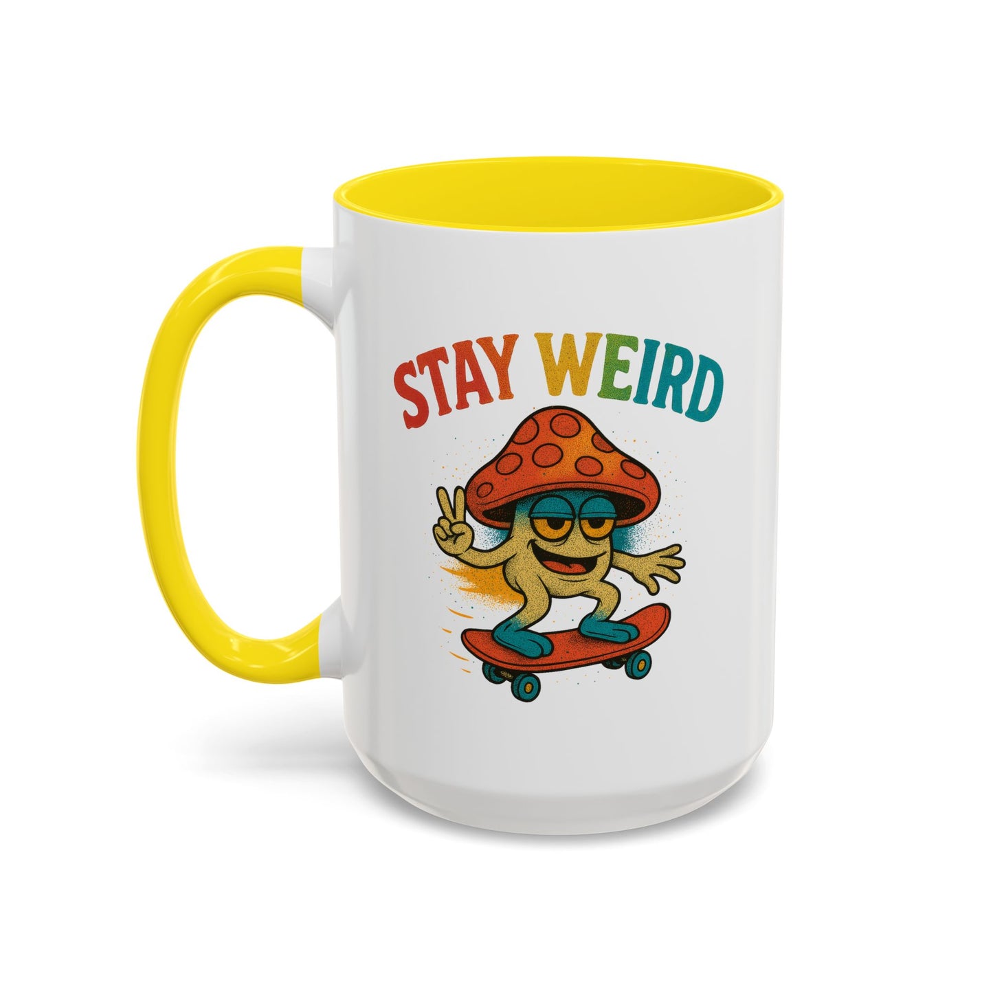 Humor Mug - Stay Weird Mushroom Skateboard