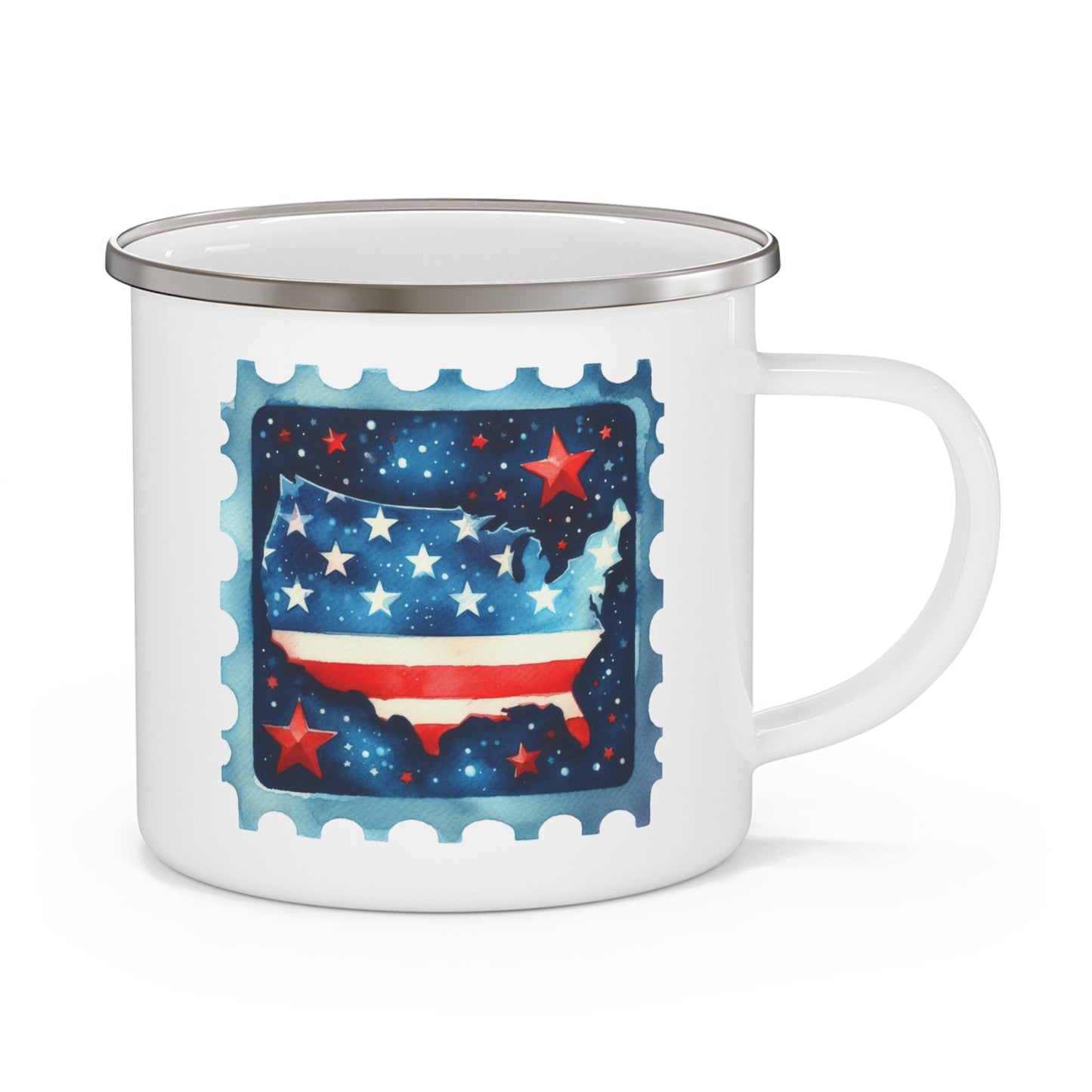 4th of July Mug - America Landscape Stamp