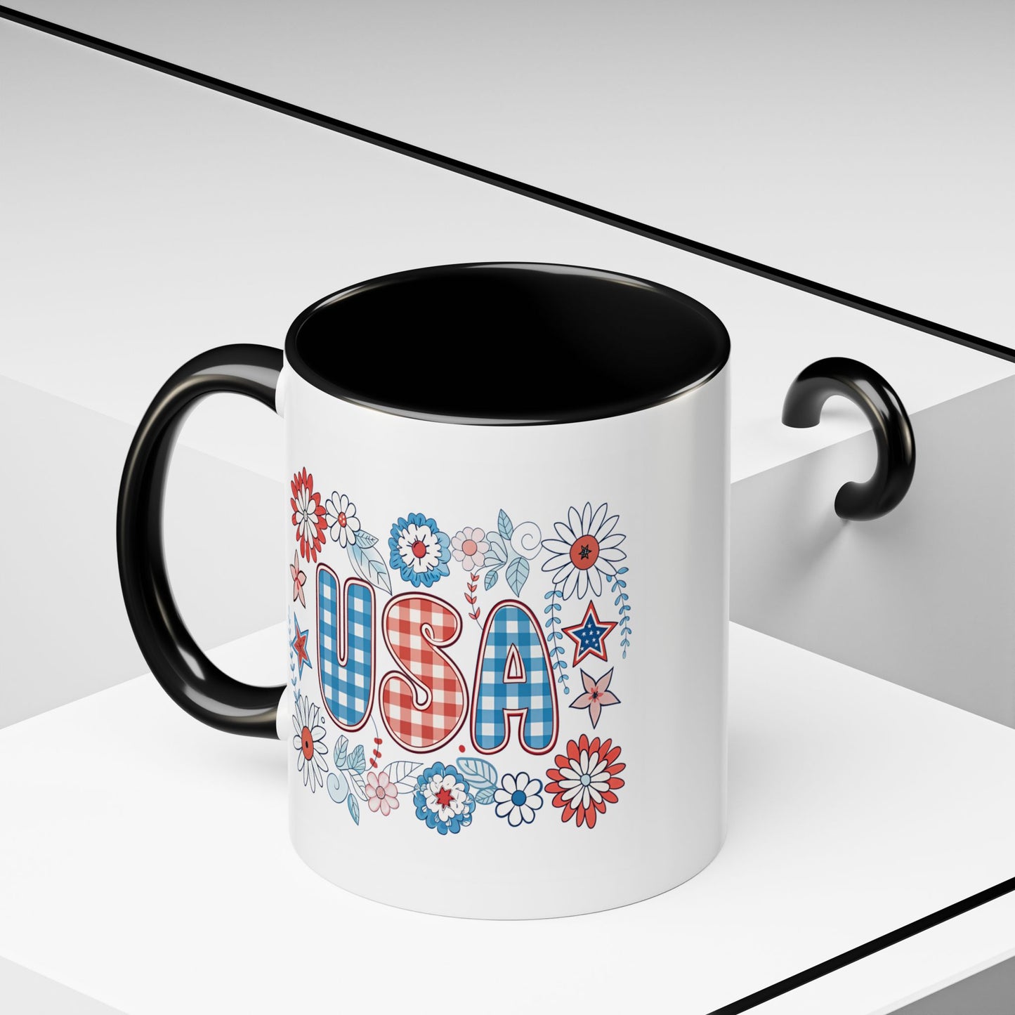 4th of July Mug - USA Preppy Floral