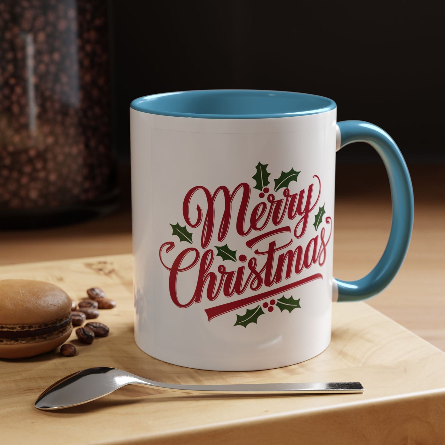 Christmas Mug - Merry Christmas Red Text Mistletoe