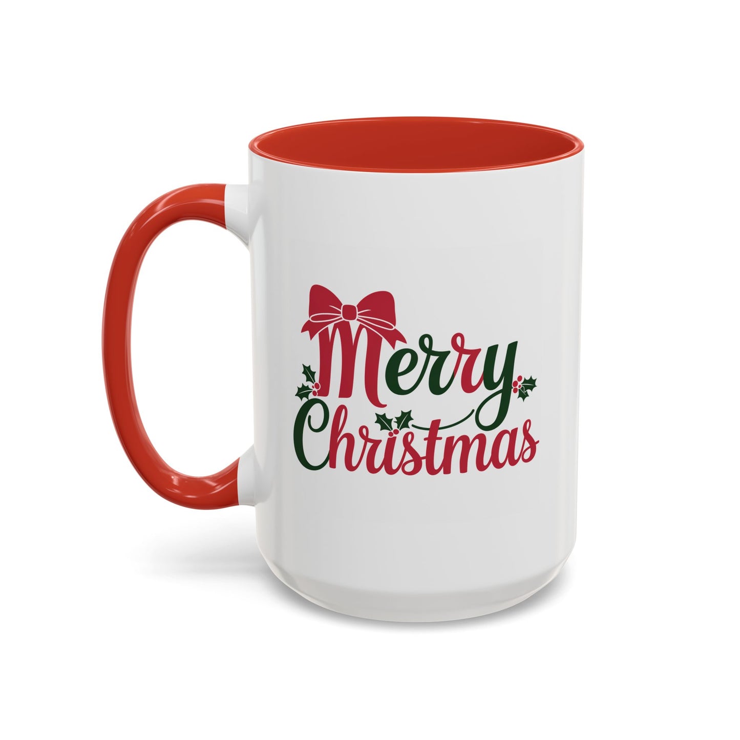 Christmas Mug - Merry Christmas Red & Green Text Bow